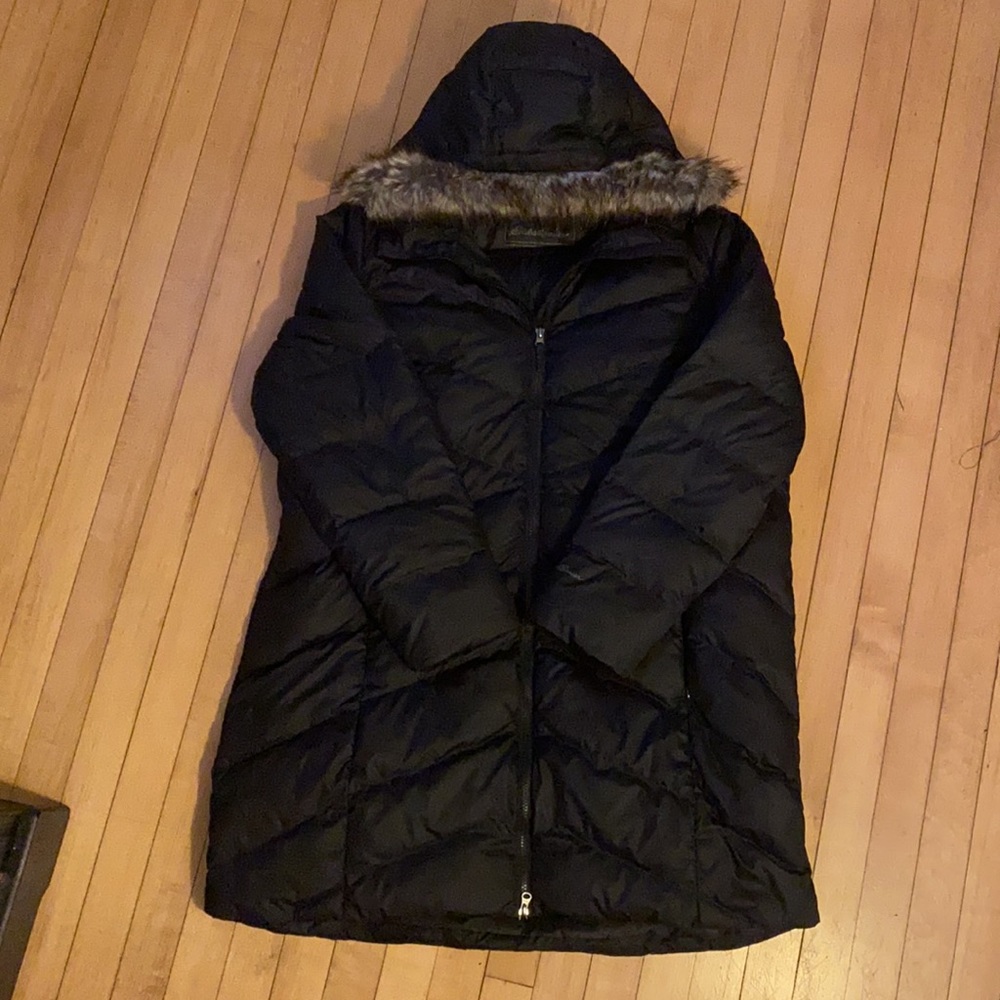 Black Eddie Bauer Parka with Fur Hood